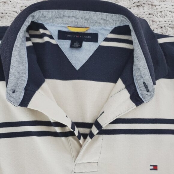 Tommy Hilfiger Cotton Polo Golf Shirt- Striped- M Loose Fit- Vintage - Picture 7 of 16